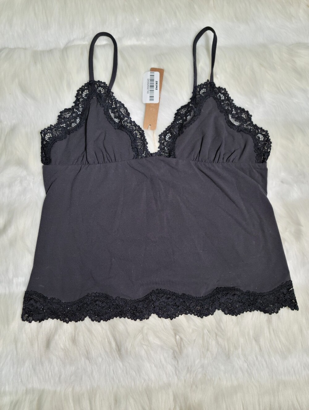SKIMS Fits Everybody Lace Cami Top Black Onyx Women Large NEW